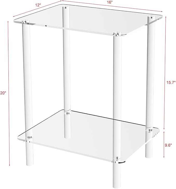 Clear Acrylic End Table, 2-Tier Modern Side Table - Image 3