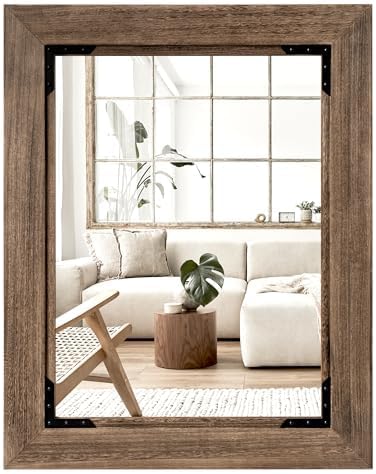 28"x36" Solid Wood Bathroom Mirror Tempered Glass - Image 8