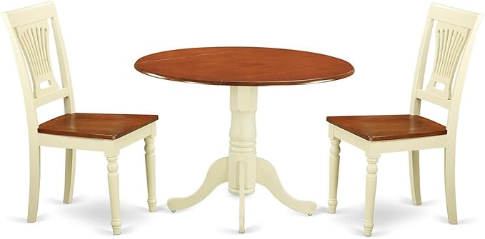 East West Furniture DLPL3-BMK-W 3 Piece Kitchen Table Set by EastWestFurniture