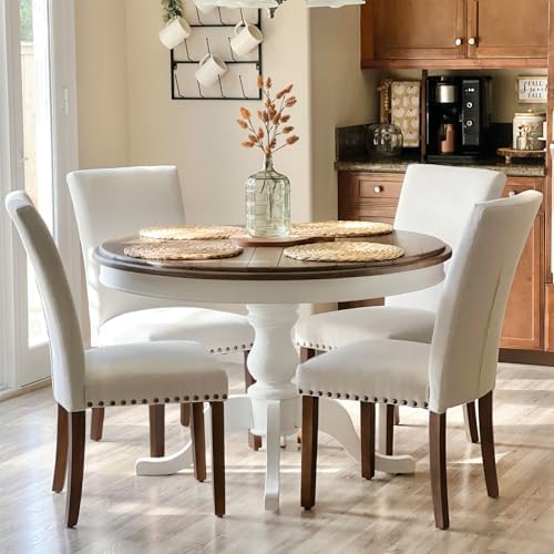 COLAMY Upholstered Parsons Dining Chairs Set of 2, Fabric Dining Room Kitchen - Image 8