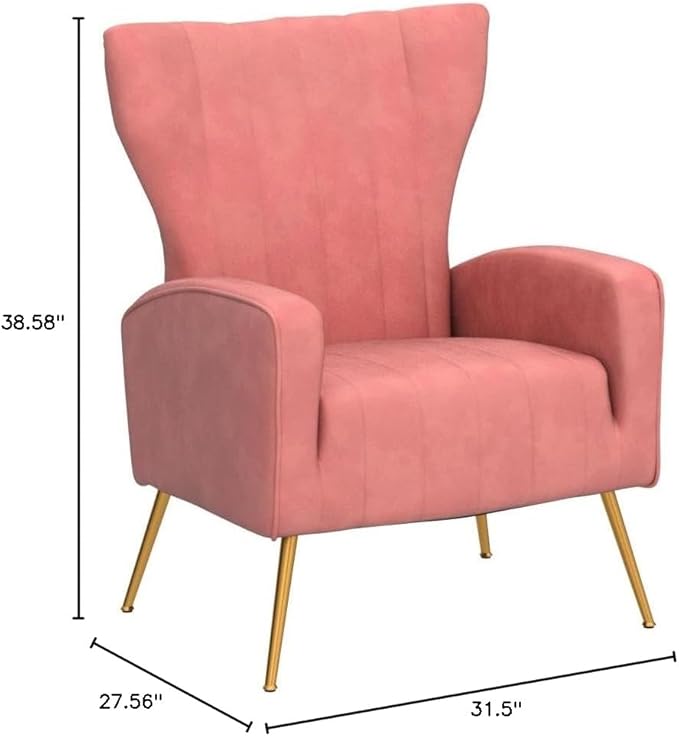 Container Furniture Direct Modern Velvet Accent Chair, Channel Tufted Bedroom - Image 2