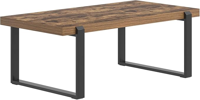 FOLUBAN Coffee Table, Modern Rustic Wood and Metal Center Table, Industrial - Image 9