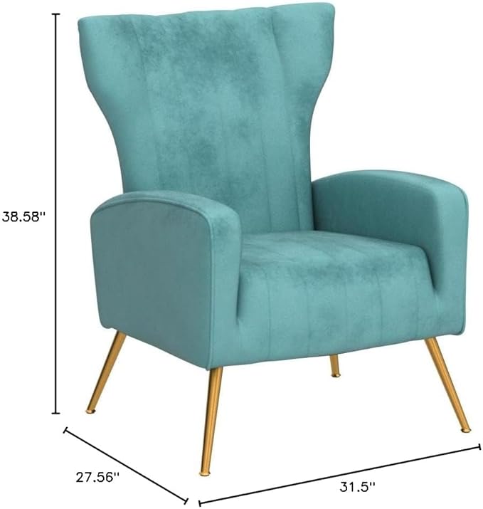 Container Furniture Direct Modern Velvet Accent Chair, Channel Tufted Bedroom - Image 2