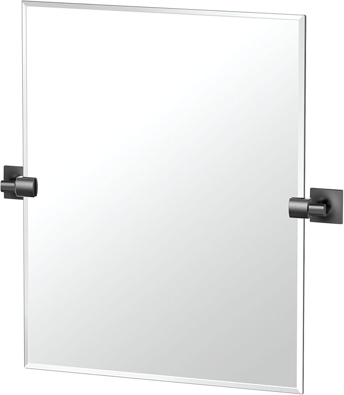 Gatco 5589MXSM Waterline Frameless Rectangle Mirror, 24 Inch, Matte Black by Gatco