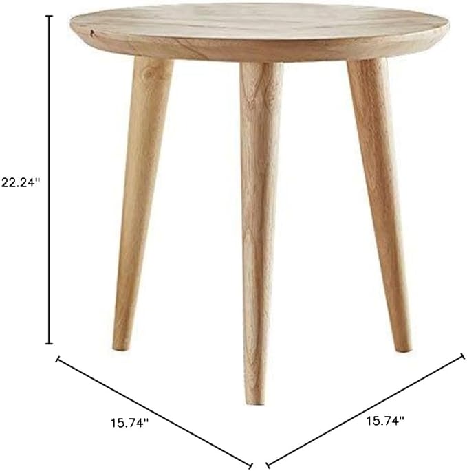 WoodShine Side Table Small Round Solid Wood Sofa Table End Tables Accent - Image 3
