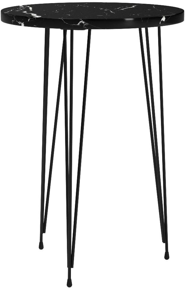 PAK HOME Set of 2 Black Marble End Tables Round Wood Sofa Side Coffee Tables - Image 5