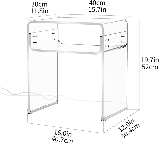 Clear Acrylic End Table 2-Tier Bedside Nightstand - Image 2