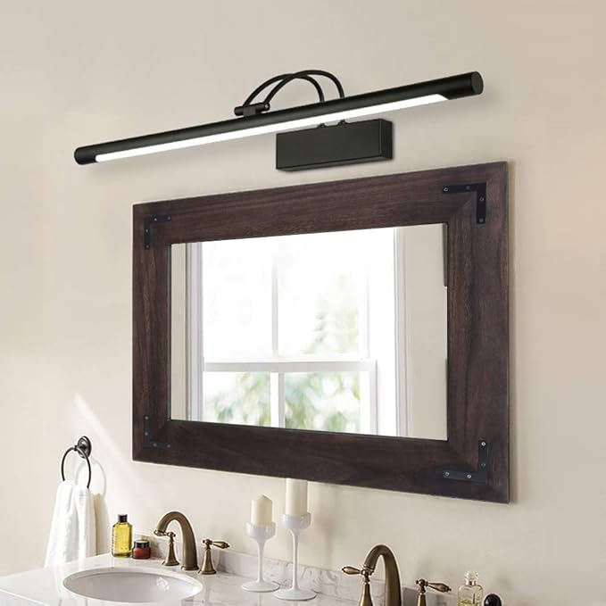 YOSHOOT Rustic Wooden Framed Wall Mirror, Natural Wood Bathroom Vanity Mirror - Image 6