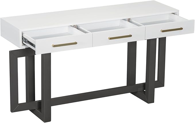 57” Console Sofa Table with 3 Storage Drawers, Modern Long Narrow Behind Couch - Image 4