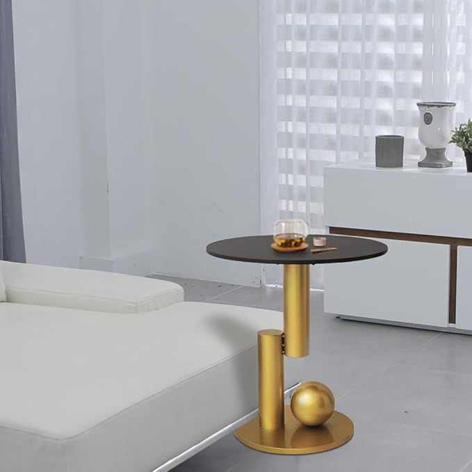 Side Table with Marble Top Metal Gold End Table Modern Sofa Side End Table - Image 4