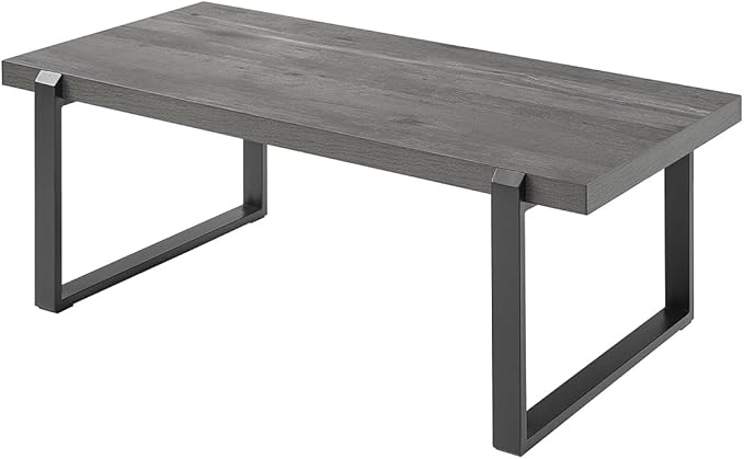 EXCEFUR Modern Coffee Table, Rustic Wood and Metal Center Table, Rectangle - Image 9