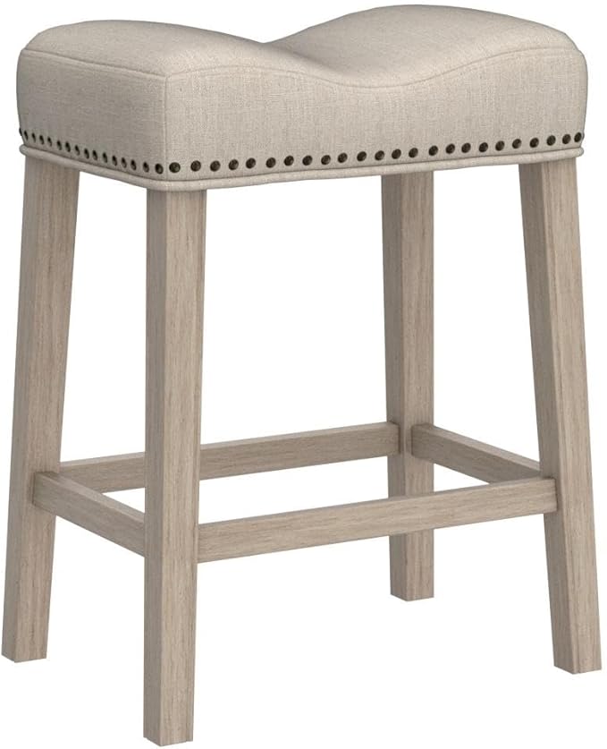 Roundhill Furniture Coco Upholstered Backless Saddle Seat Counter Stools 25.5" - Image 4