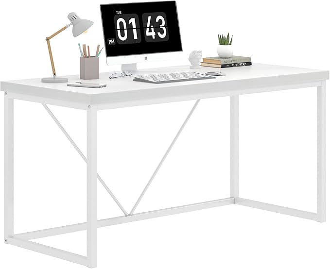 EXCEFUR Home Office Desk, Modern Wood Computer Desk, Wood Study Writing Table - Image 8