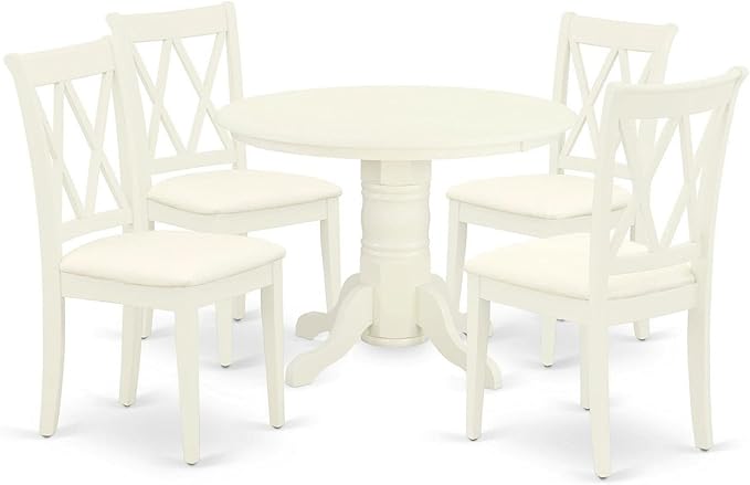 East West Furniture SHCL5-WHI-C 5 Piece Dining Room Table Set Includes a Round by EastWestFurniture