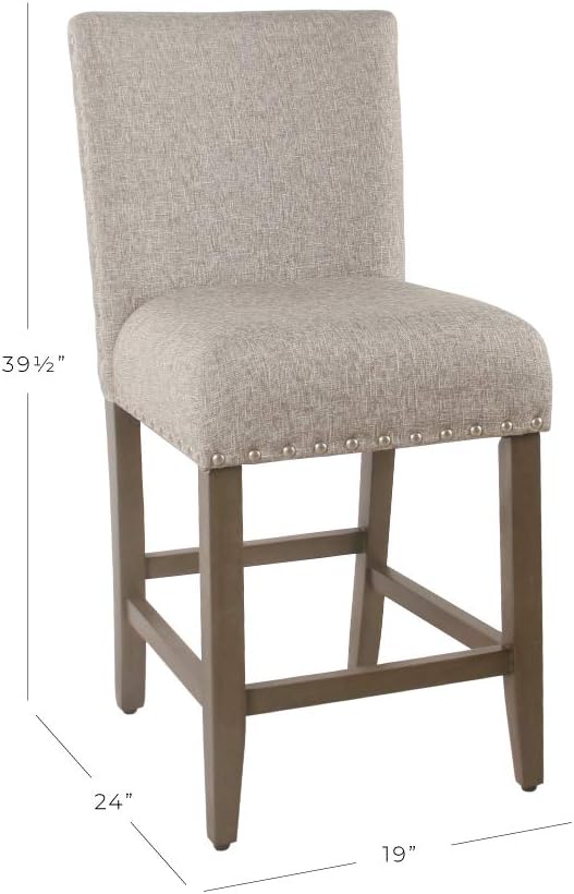 Homepop Home Decor | Backless Nailhead Trim Counter Height Bar Stools | 24 Inch - Image 13