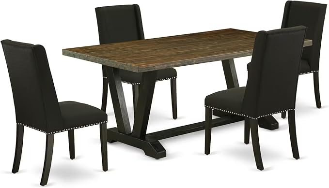 East West Furniture V677FL624-5 5 Piece Dining Set Includes a Rectangle Dining by EastWestFurniture