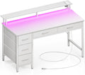 Seventable Computer Desk with Power Outlets & LED Light, 55 inch Home Office by Seventable