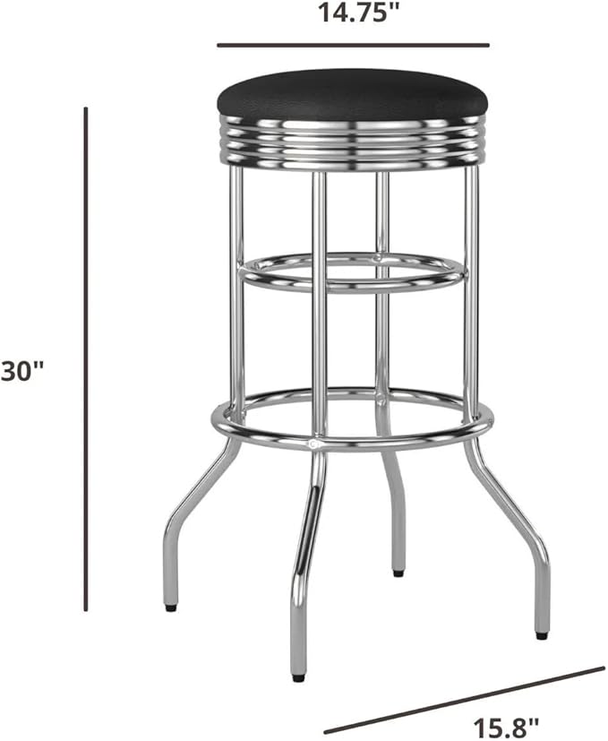 TRINITY Heavy Duty 30-Inch Backless Swivel Bar Stool - Image 3