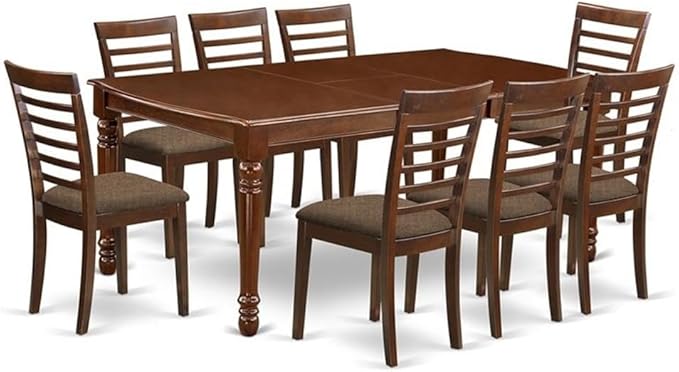 East West Furniture DOML9-MAH-C 9 Piece Kitchen Table Set Includes a Rectangle by EastWestFurniture