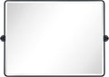 TEHOME 40x30'' Pivoting Bathroom Vanity Mirror Large Matt Black Metal Framed by TEHOME