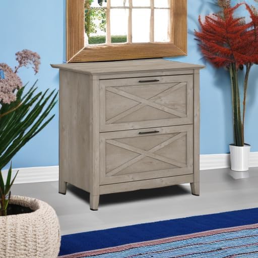 Bush Furniture Key West 2 Drawer Lateral File Cabinet in Washed Gray | Document - Image 5