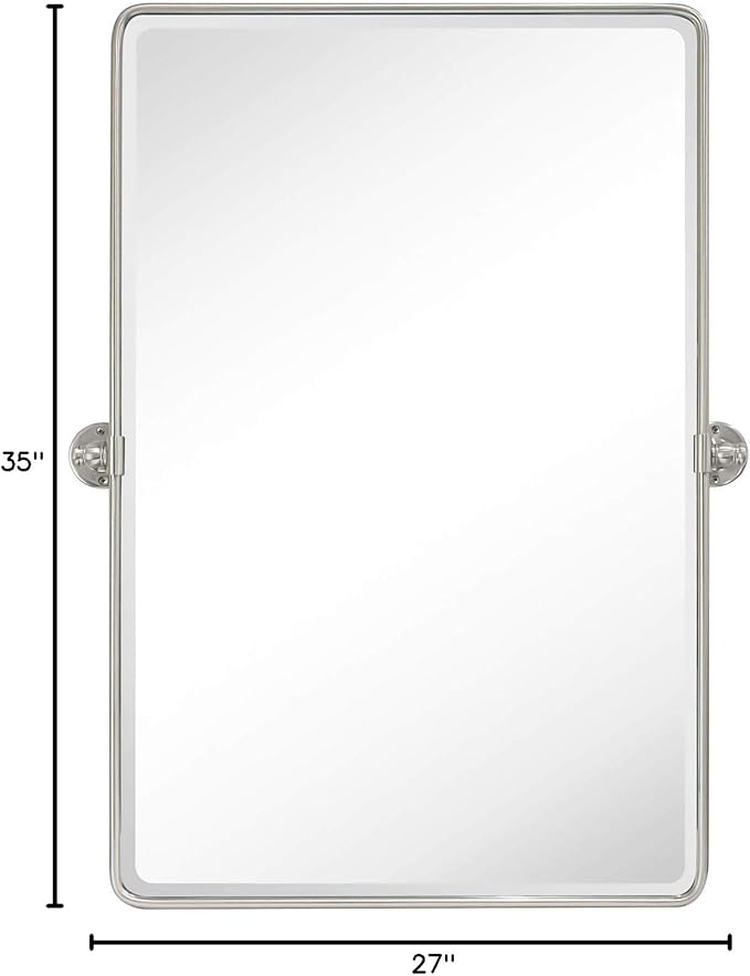 TEHOME 27 x 35'' Farmhouse Brush Nickel Metal Framed Pivot Rectangle Bathroom - Image 8