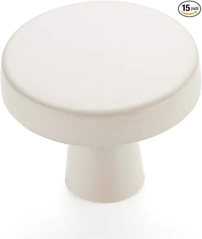 Ravinte 15 Pack Drawer Pulls 1-1/4 Inch White Kitchen Cabinet Knobs Solid Round by Ravinte