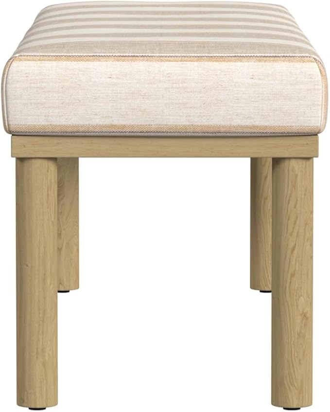 HomePop Oslo Decorative Bench -Wide Tan Stripe - Image 5