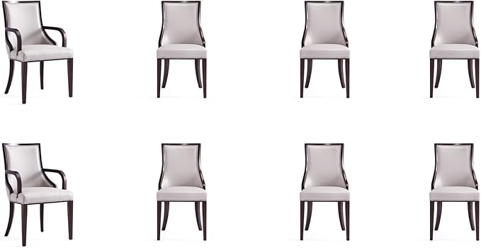 Manhattan Comfort Grand Faux Leather 8-Piece Dining Chairs in Light Grey by ManhattanComfort