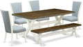 East West Furniture X077VE215-6 6 Piece Dining Table Set Contains a Rectangle by EastWestFurniture