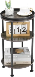 Small Round Side Table for Small Spaces, 3-Tier Round Accent Table Slim Side by Zexvida
