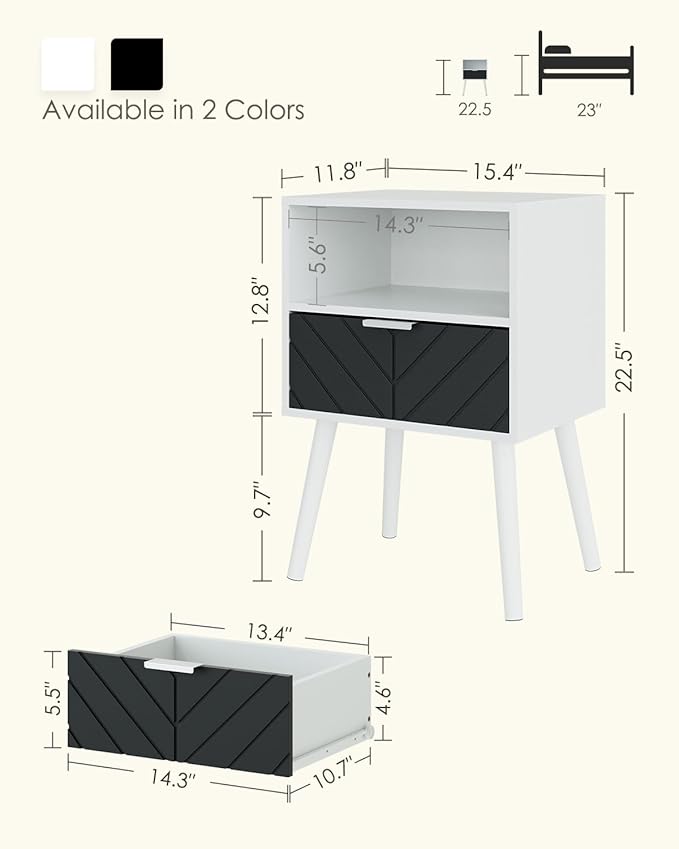 Nightstand, Bedside Table with Gold Frame, Modern Bedside Furniture, End Table - Image 2