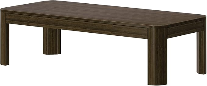 Plank+Beam Modern Rounded Coffee Table, 54 Inch, Solid Wood Contemporary Center - Image 3