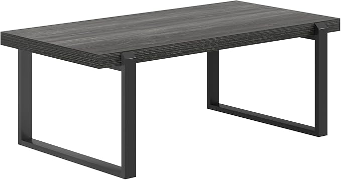 FOLUBAN Coffee Table, Modern Industrial Wood and Metal Center Table, Rectangle - Image 9