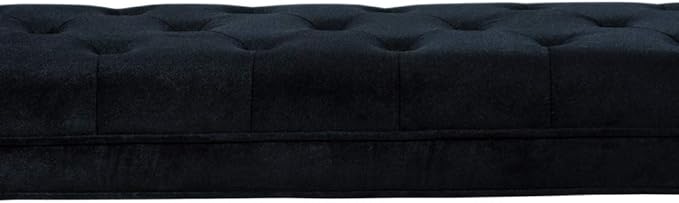 Armen Living Chatham Bench in Black Velvet and Black Wood Finish - Image 5