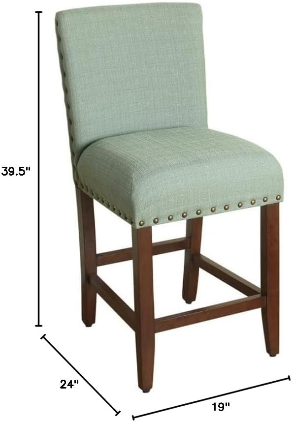 Homepop Home Decor | Backless Nailhead Trim Counter Height Bar Stools | 24 Inch - Image 8