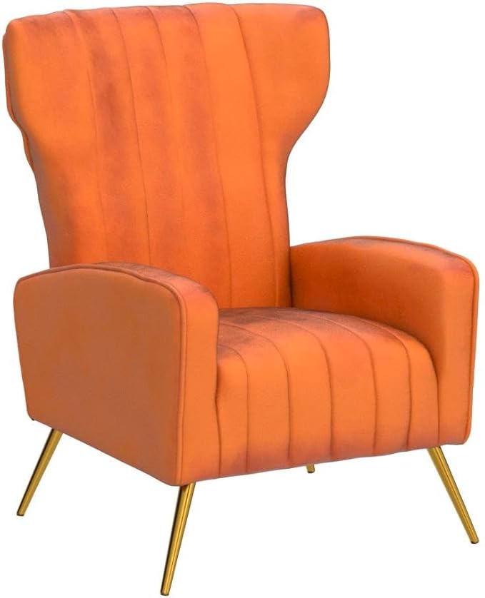 Container Furniture Direct Modern Velvet Accent Chair, Channel Tufted Bedroom - Image 5