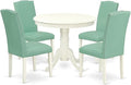East West Furniture ANEN5-LWH-57 5 Piece Dining Room Table Set Includes a Round by EastWestFurniture