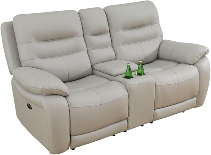 Electric Power Recliner Loveseat Genuine Breathing Leather Recliner Couch - Image 3