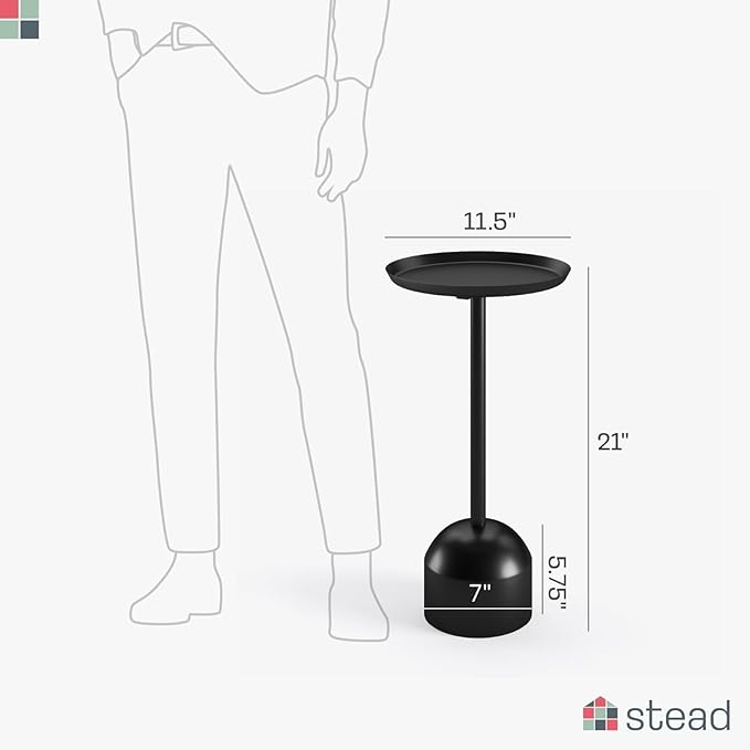 Round Metal Drink Table, Pedestal Drink Desk, Modern Home, and Living Room - Image 2