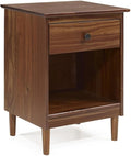 Walker Edison Traditional Wood 1 Drawer Nightstand Side Table Bedroom Storage by WalkerEdison