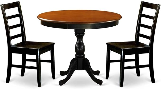 East West Furniture AMPF3-BCH-W 3 Piece Dining Table Set - Image 6