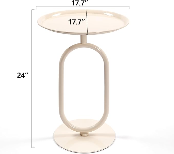 Lantern-Shaped Metal End Table, Small Round Side Accent Pedestal Modern Coffee - Image 3