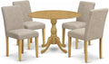 East West Furniture DMAB5-OAK-04 5 Piece Dining Set Includes a Round Dining by EastWestFurniture