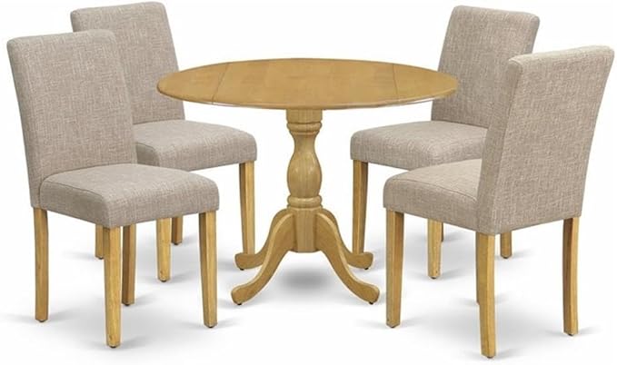 East West Furniture DMAB5-OAK-04 5 Piece Dining Set Includes a Round Dining by EastWestFurniture