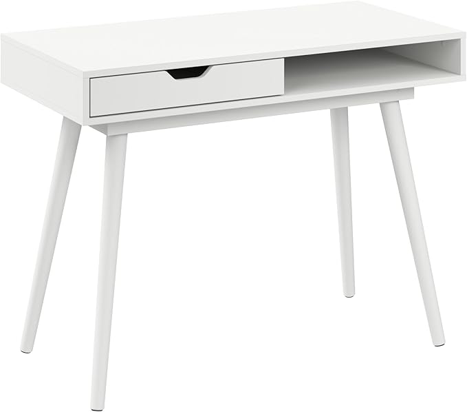 Furniture Nora 40W Writing Desk in Pure White | Computer Table by BushHome