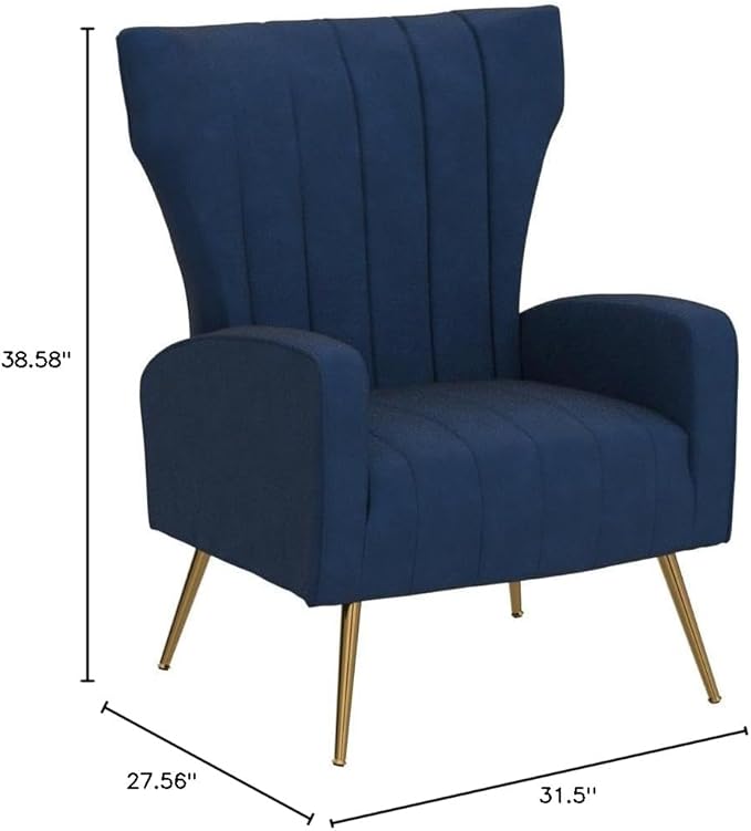 Container Furniture Direct Modern Velvet Accent Chair, Channel Tufted Bedroom - Image 2