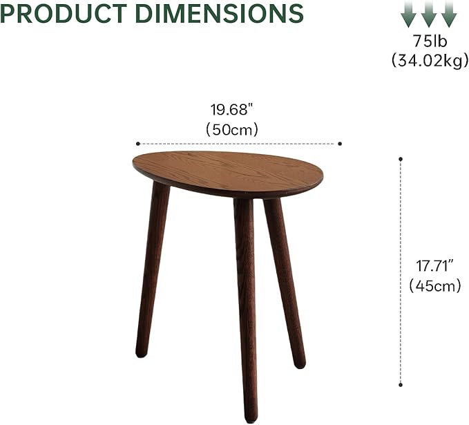 Small Oval Coffee Table, 19.7'' Small Mid Century Modern End Table - Image 2