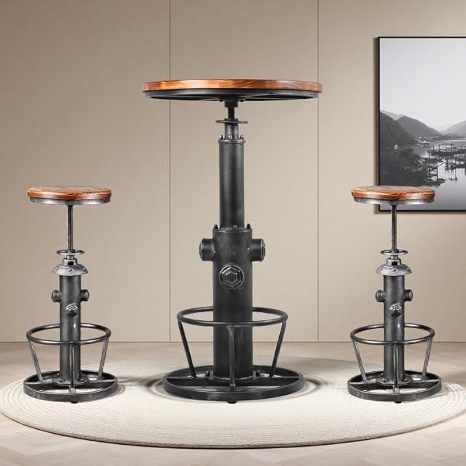 Swivel Bar Stool Industrial Coffee Kitchen Dining Chair Fire Hydrant Design - Image 2