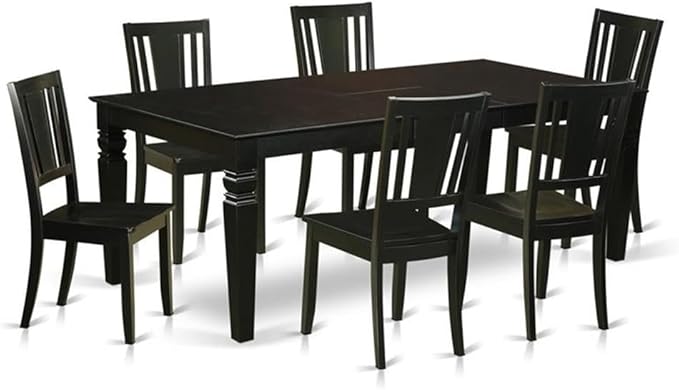 East West Furniture LGDU7-BLK-W 7 Piece Kitchen Table Set Consist of a by EastWestFurniture